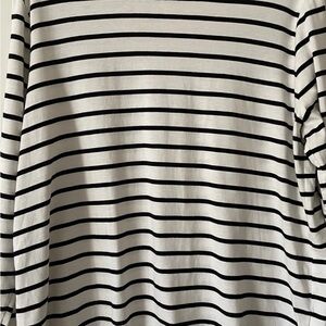 Lands' End Women's Black and White Striped Long Sleeve Tee